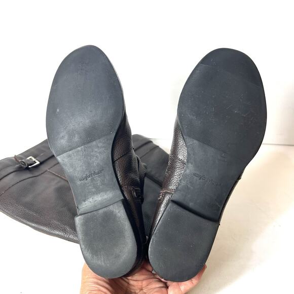 Comfortview Knee High Womens 8W Riding Boots Brown Leather Comfort Casual Zip Up - Picture 9 of 10